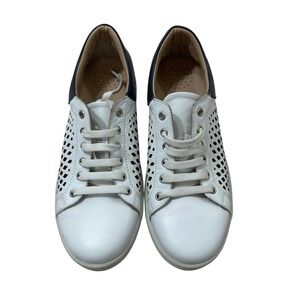 Gelato Tabbs White Navy Perforated Leather Lace Up Sneakers Shoes Size 37 EU